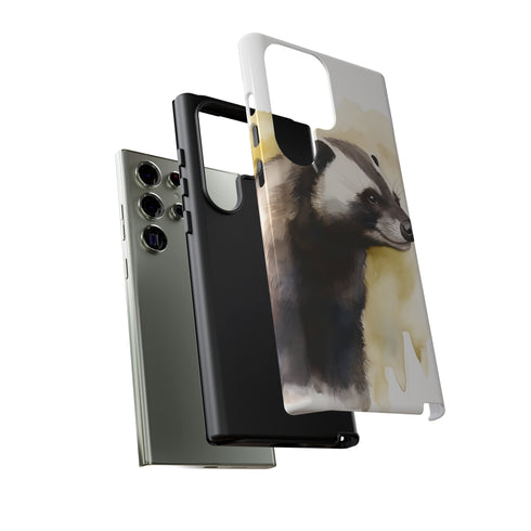 Badger on a Yellow Background - Impact Resistant Phone Case